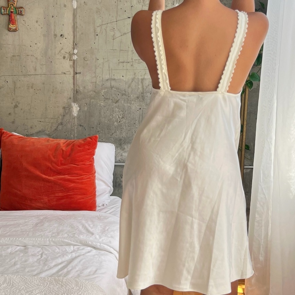 women’s ivory satin slip dress
